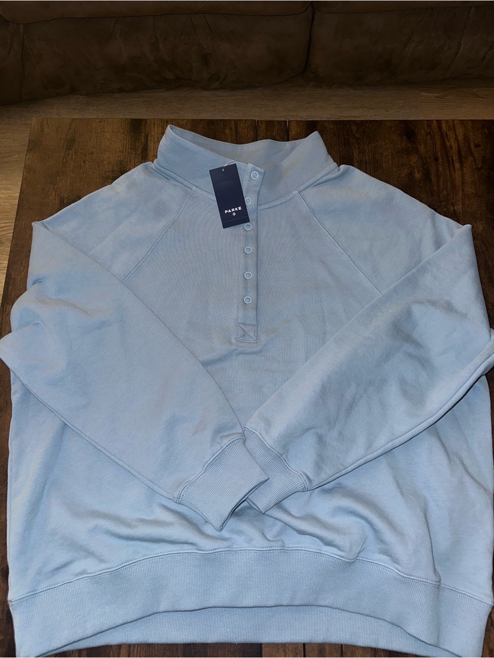 Parade Light Blue Half-Button Pullover Sweatshirt
